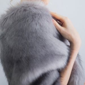 Grey Faux Fur Bridal Wrap